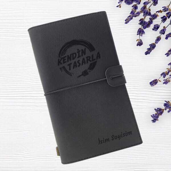 Kişiye Özel Siyah Deri Defter